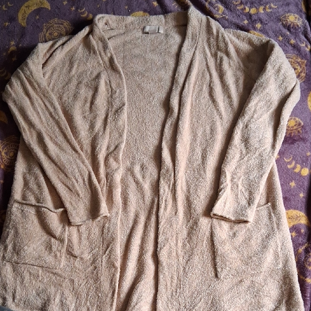 Barefoot Dreams Tan Open-Front Cardigan